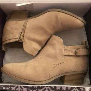 Booties, Taupe, faux suede